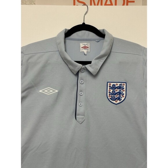 Umbro Team England Polo Shirt Mens Size XL Light Blue Football Soccer World Cup - Picture 3 of 13